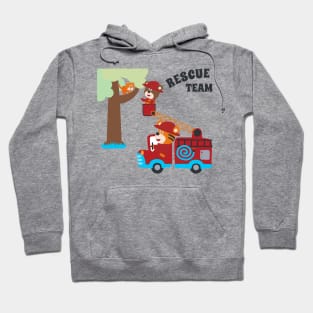 Fire rescue car with funny firefighter Hoodie